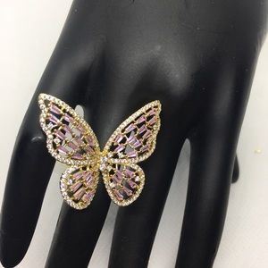NEW YELLOW GOLD BUTTERFLY RING - ADJUSTABLE
